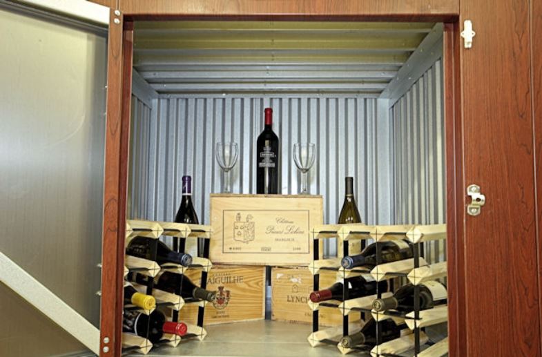 collection of wine in storage unit